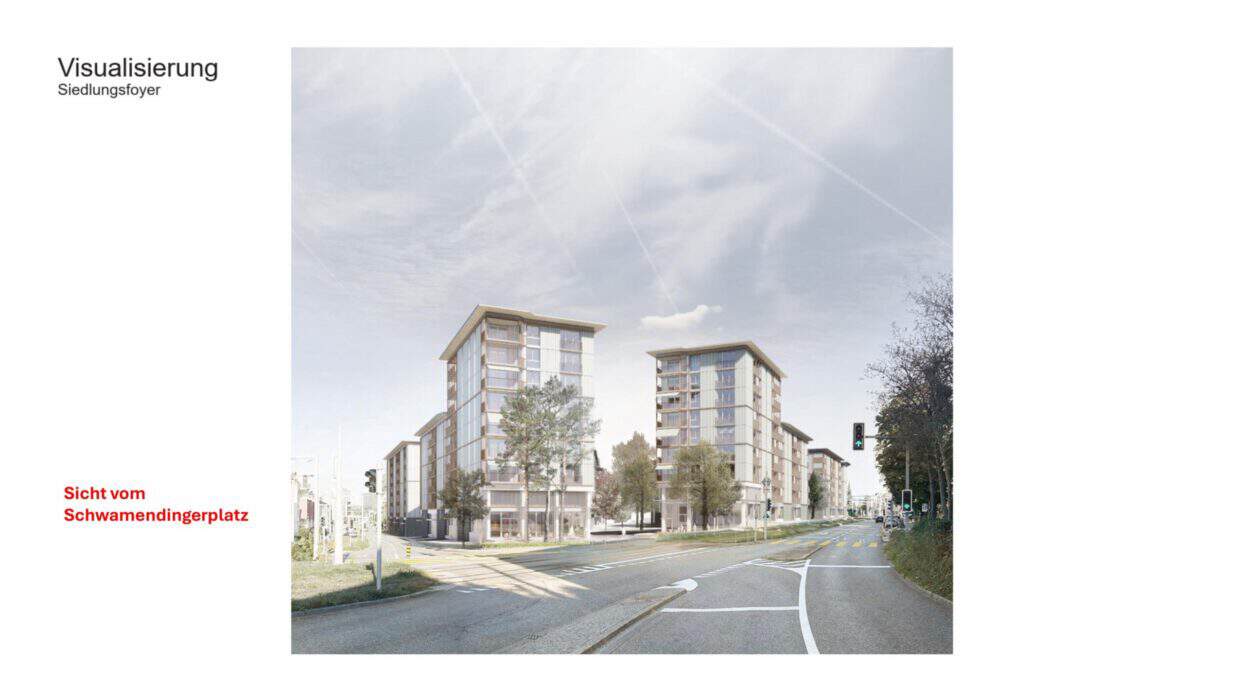 3 Neubau Wohnsch - Sicht vom Schwamendingerplatz